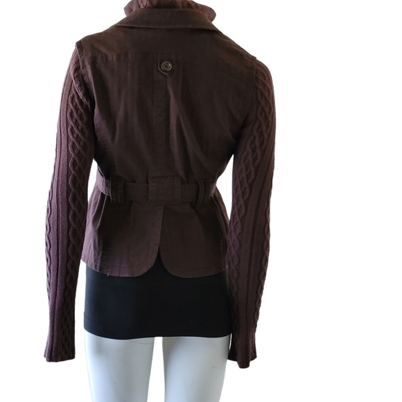 Anthropologie Plus 4 Cropped Belted Jacket Brown Size 4 - Picture 3 of 13